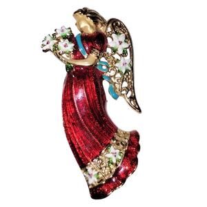 Christopher Radko Signed Holiday Splendor Enamel Angel Pin Brooch